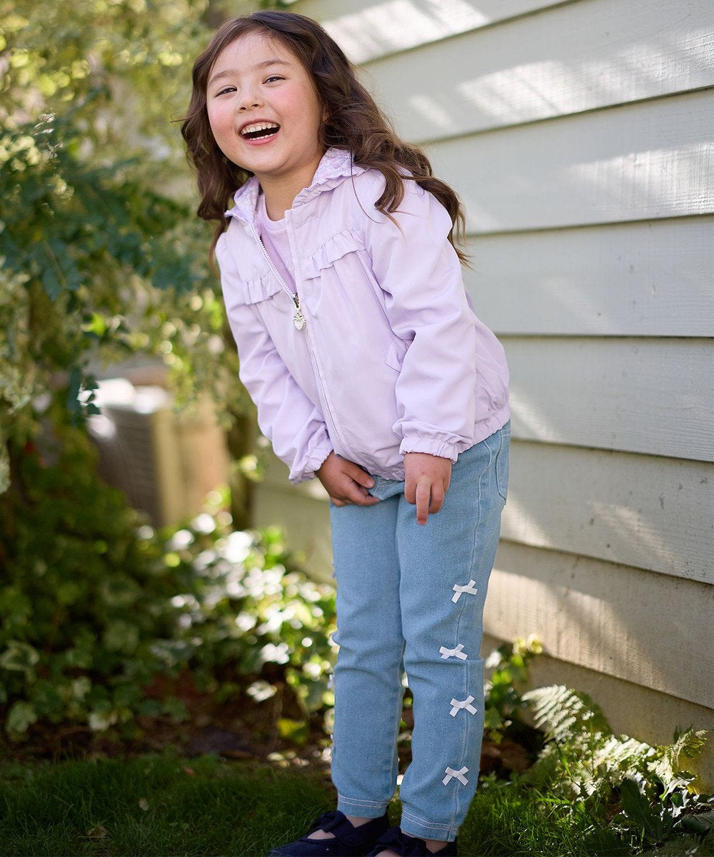 Japanese children's clothing aF#a325 2Way waterproof series double-sided two-wear cute floral lined hooded jacket 100-160cm girls summer outerwear