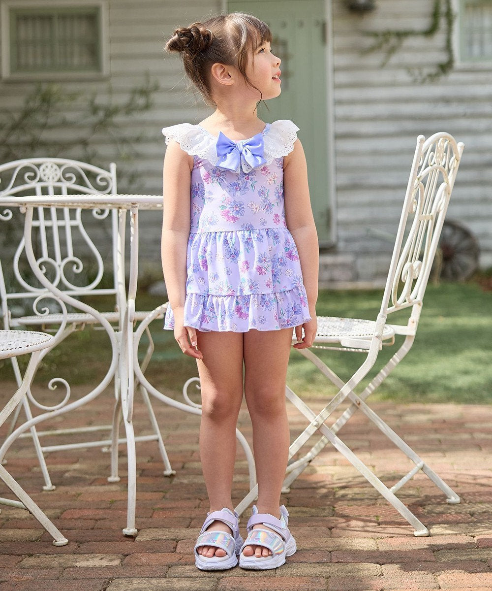Japanese children's clothing aF#a325 UV protection lace pattern one-piece swimsuit 100-140cm girls summer play swimsuit special edition