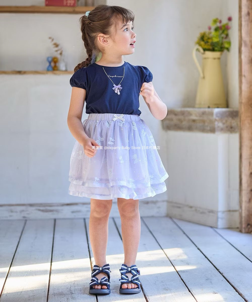 Japanese children's clothing aF#a325 necklace pattern short-sleeved top 90-160cm girls summer TOPS