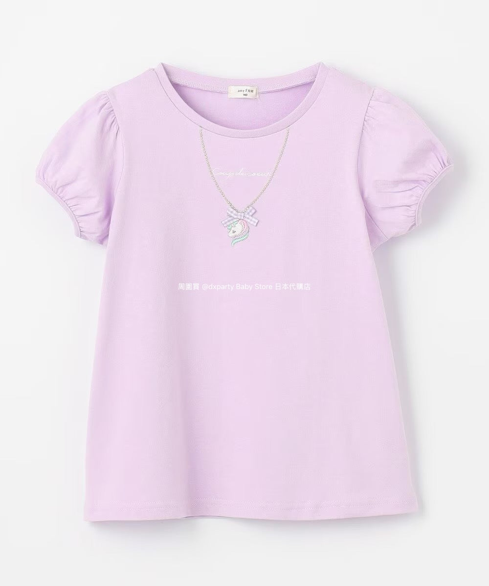 Japanese children's clothing aF#a325 necklace pattern short-sleeved top 90-160cm girls summer TOPS