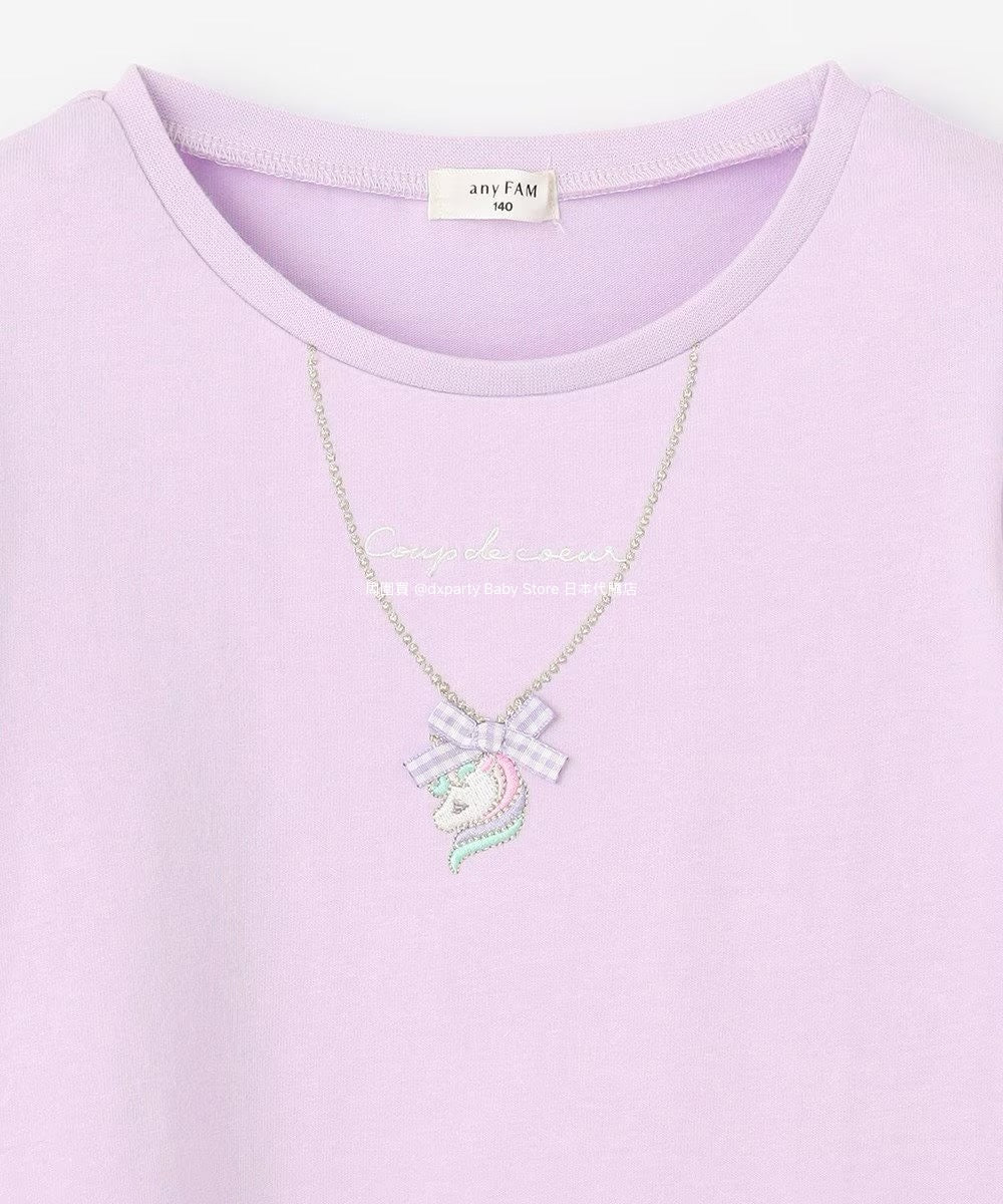 Japanese children's clothing aF#a325 necklace pattern short-sleeved top 90-160cm girls summer TOPS