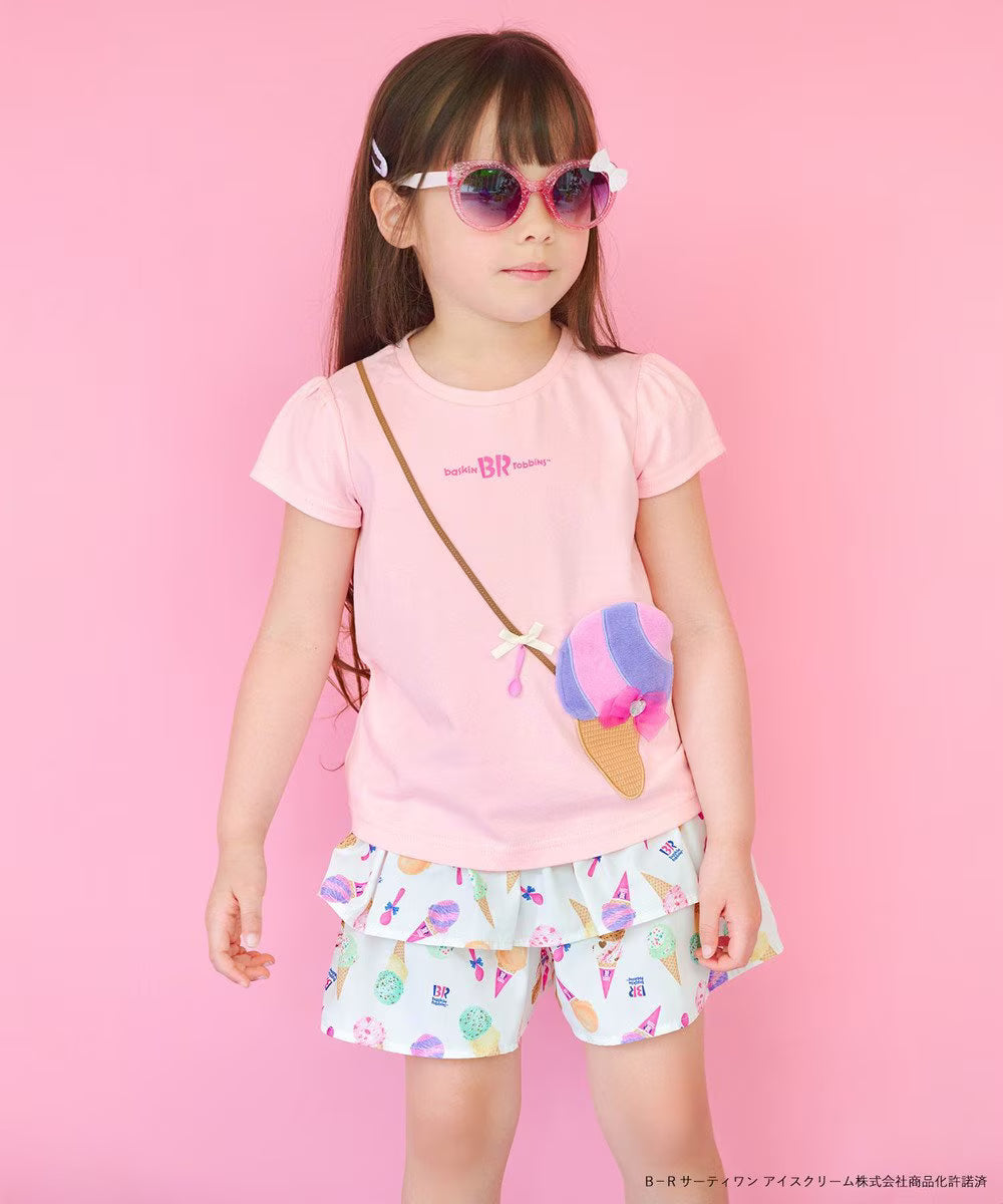 Japanese children's clothing aF#a325 x Baskin-Robbins layered ice cream culottes 100-140cm girls summer PANTS