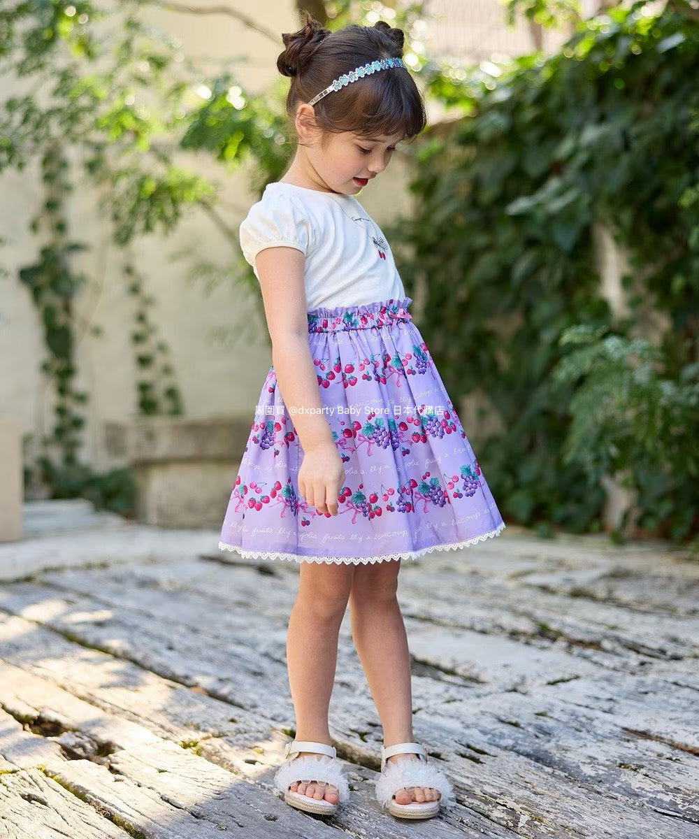 Japanese children's clothing aF#a325 printed fruit skirt 100-150cm girls summer SKIRTS