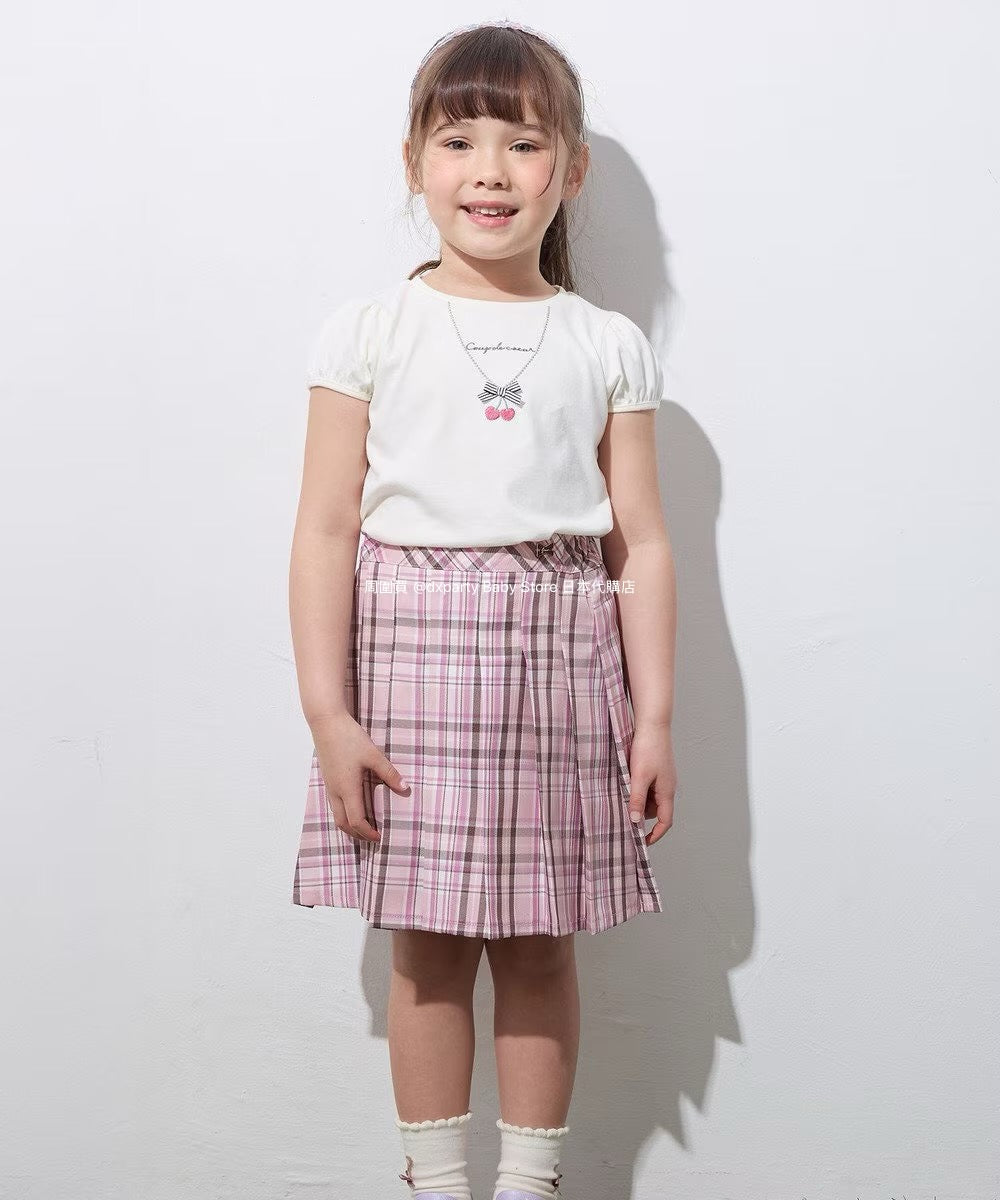 Japanese children's clothing aF#a325 necklace pattern short-sleeved top 90-160cm girls summer TOPS