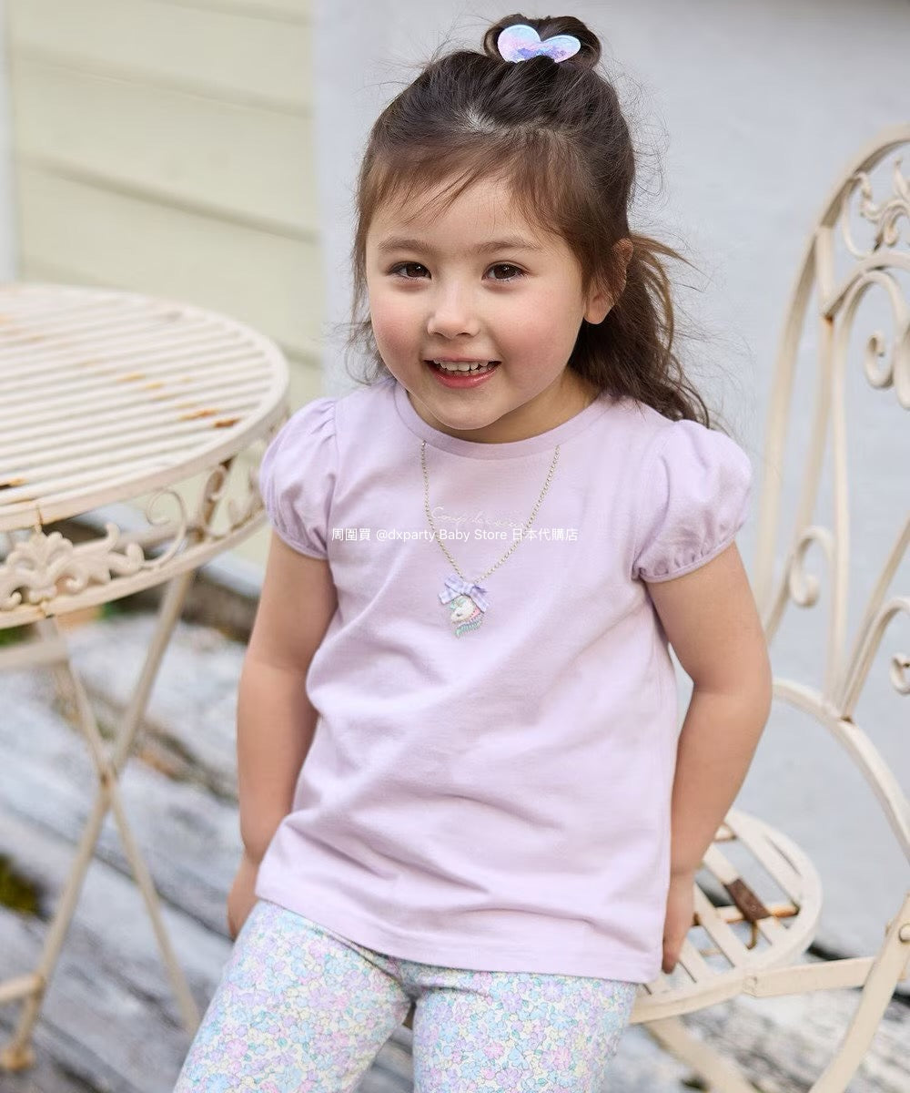 Japanese children's clothing aF#a325 necklace pattern short-sleeved top 90-160cm girls summer TOPS