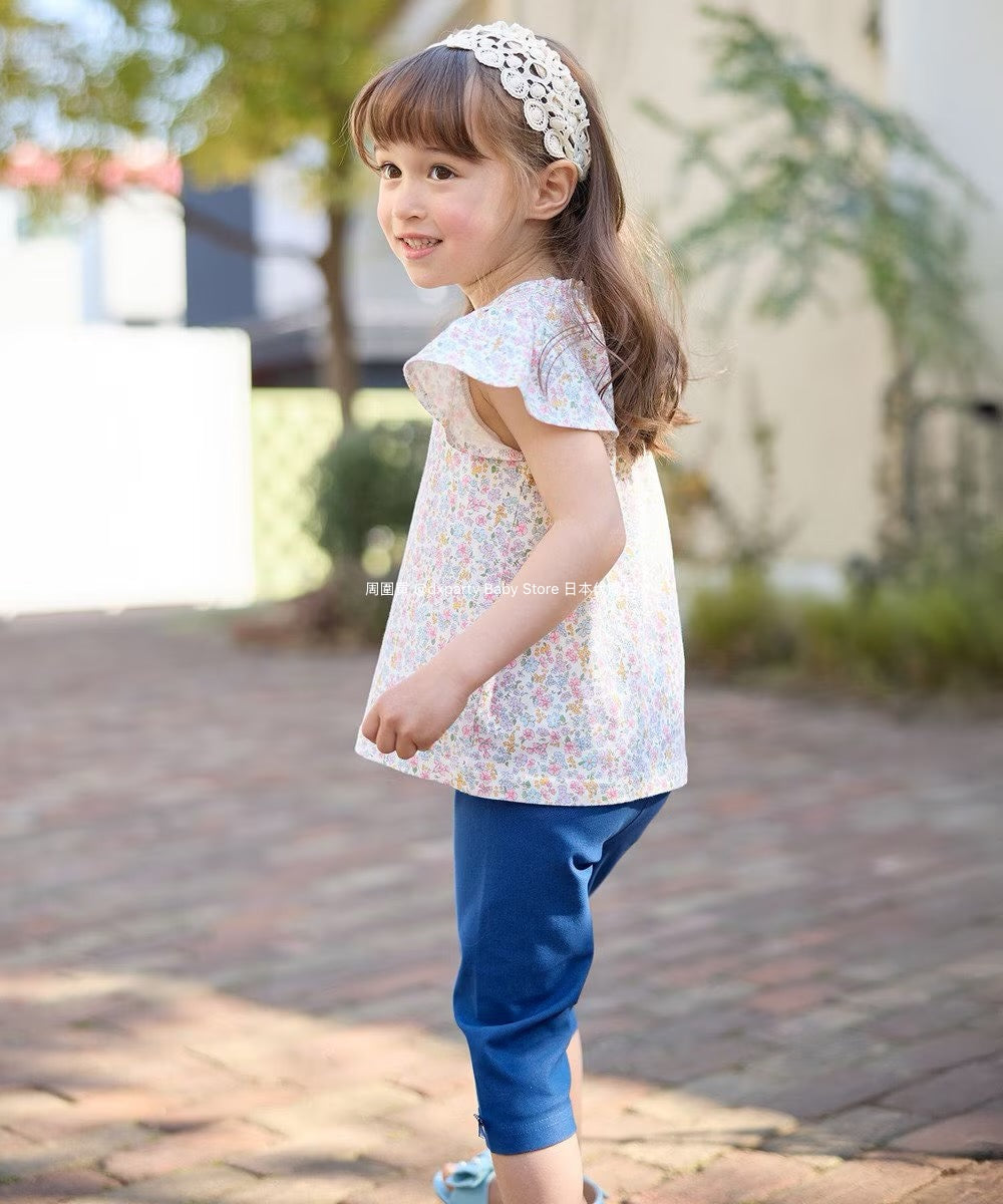 Japanese children's clothing aF#a325 floral short top 90-140cm girls summer TOPS
