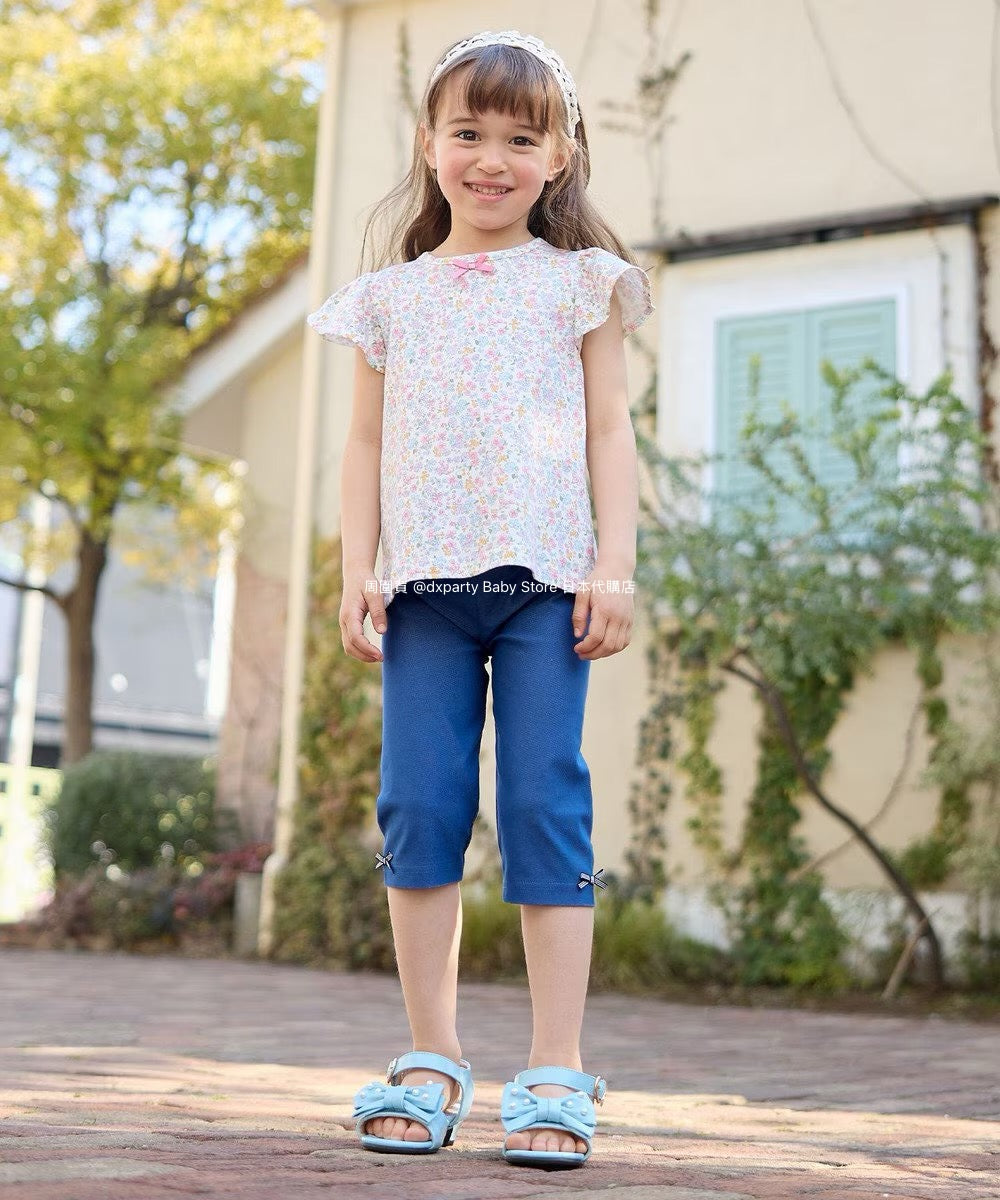 Japanese children's clothing aF#a325 floral short top 90-140cm girls summer TOPS