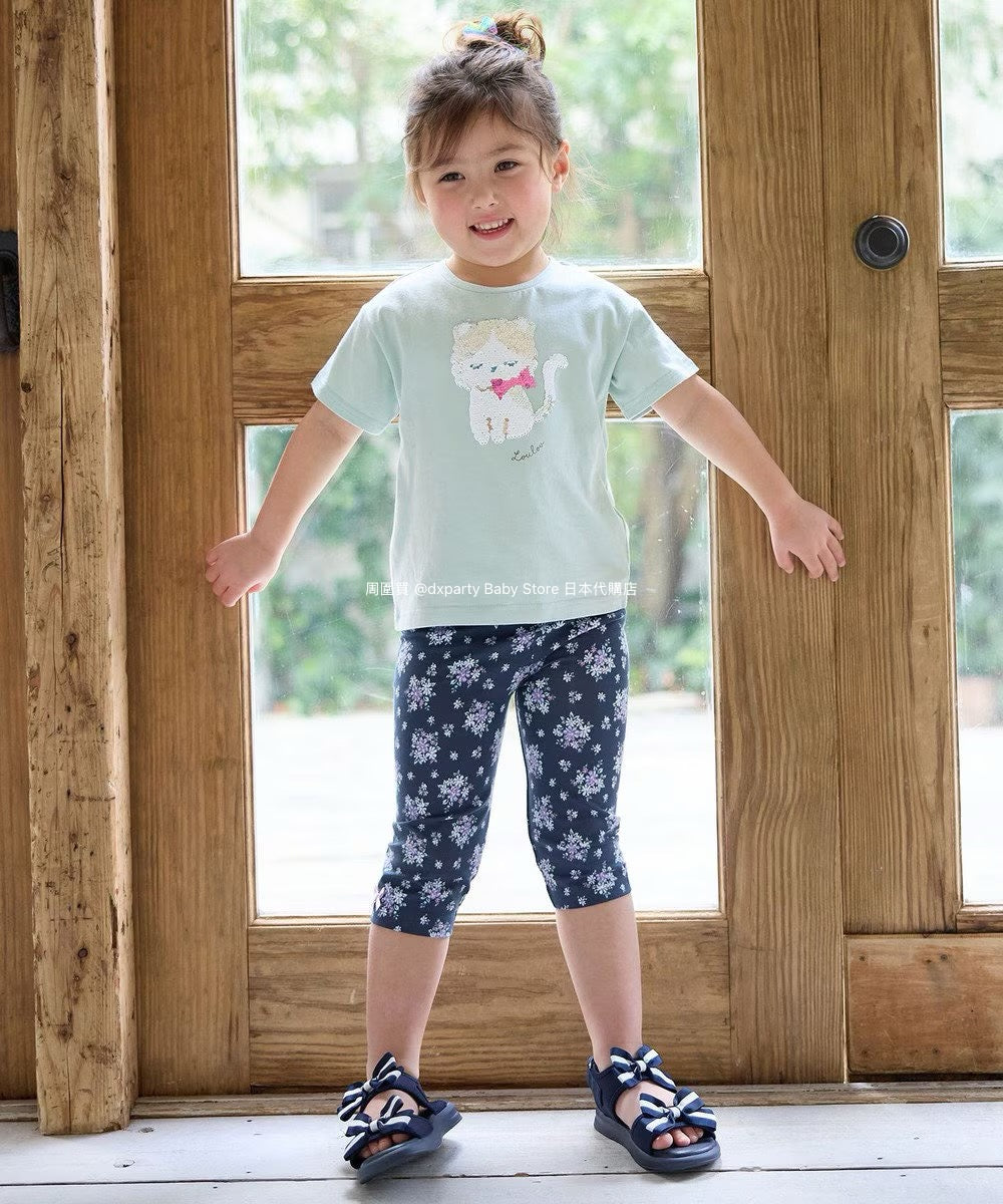 Japanese children's clothing aF#a325 sequined short-sleeved top 100-150cm girls summer TOPS