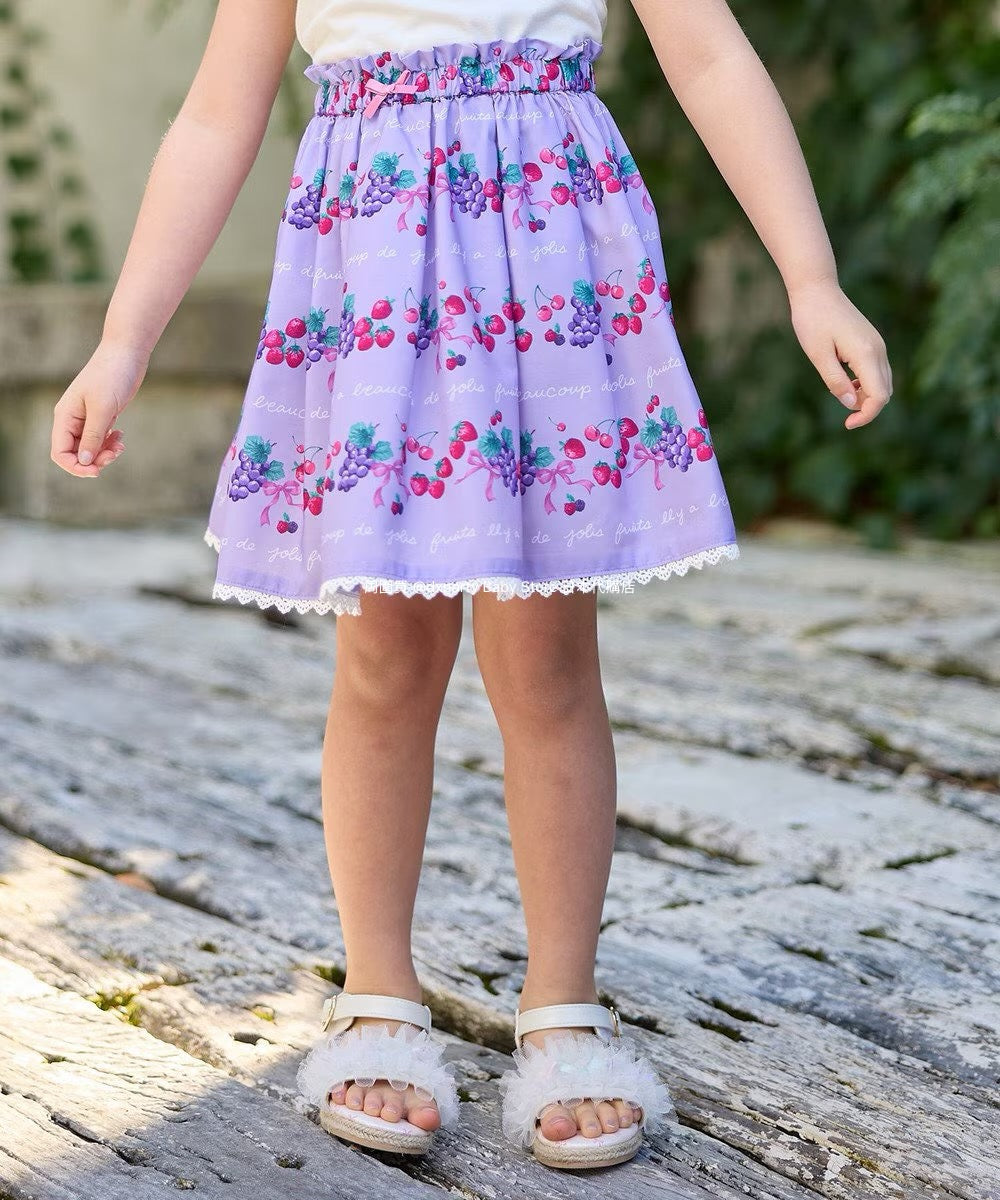Japanese children's clothing aF#a325 printed fruit skirt 100-150cm girls summer SKIRTS
