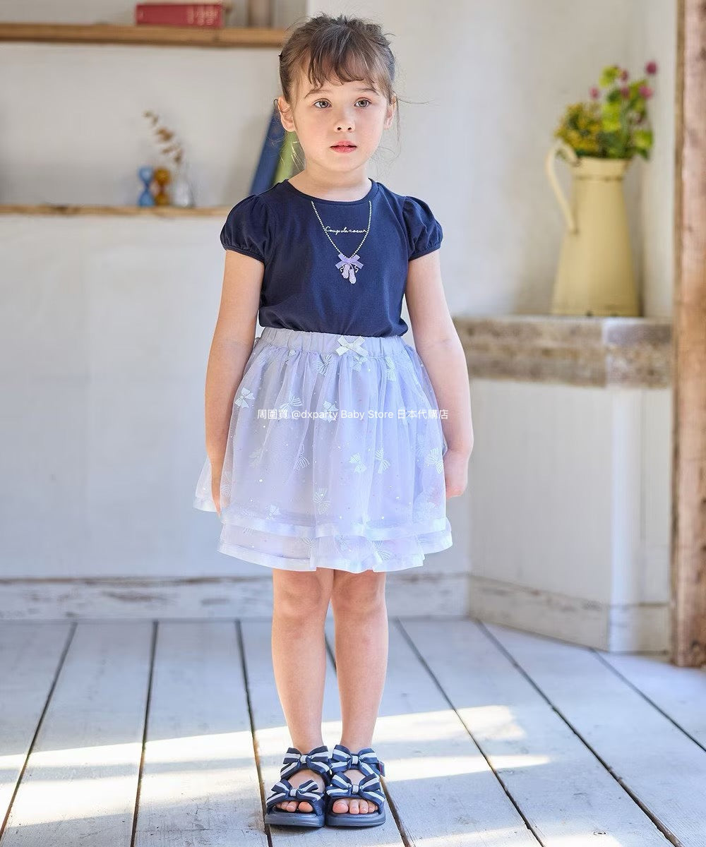 Japanese children's clothing aF#a325 bow tulle short skirt 110-150cm girls summer dresses