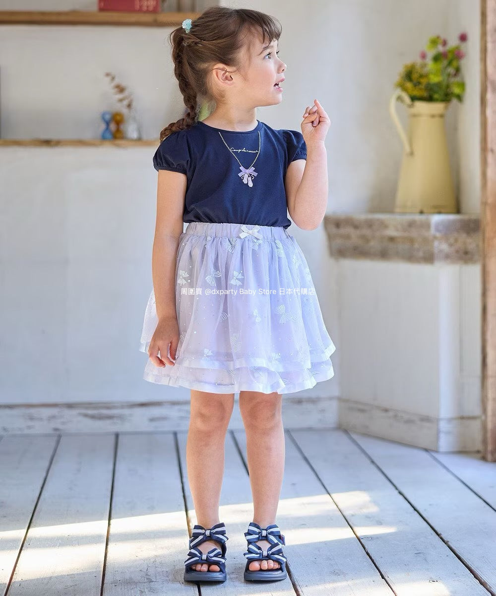 Japanese children's clothing aF#a325 bow tulle short skirt 110-150cm girls summer dresses