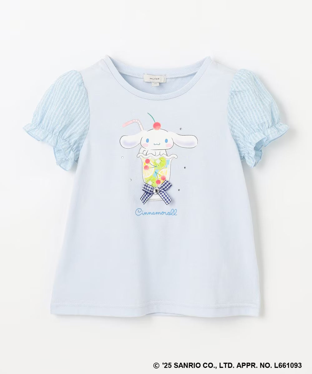 Japanese children's clothing aF#a325 x Sanrio cute palace sleeve top 90-150cm girls summer TOPS