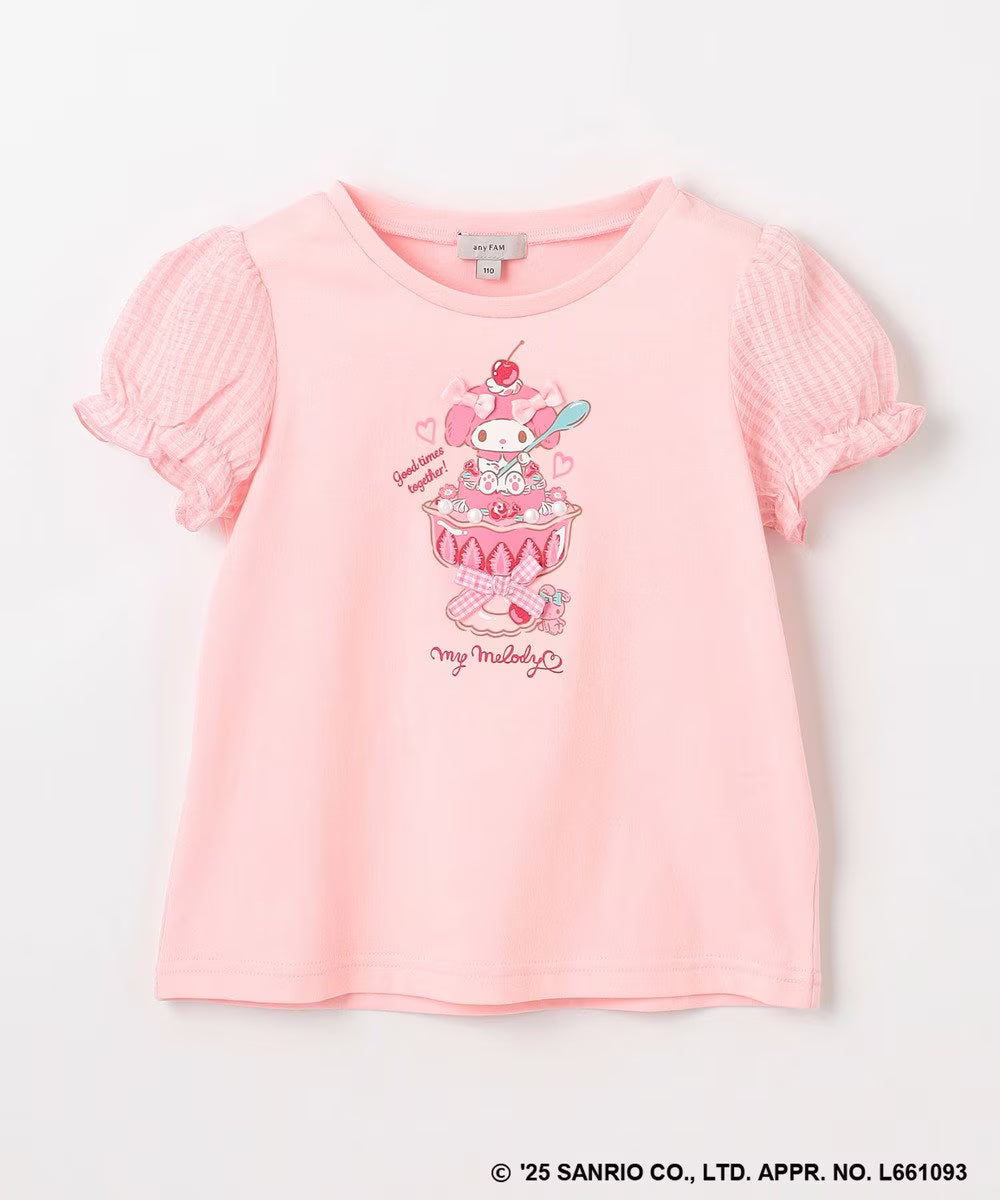 Japanese children's clothing aF#a325 x Sanrio cute palace sleeve top 90-150cm girls summer TOPS