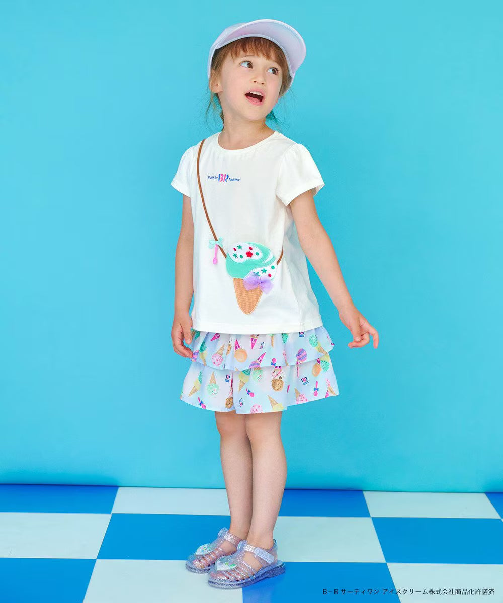 Japanese children's clothing aF#a325 x Baskin-Robbins layered ice cream culottes 100-140cm girls summer PANTS