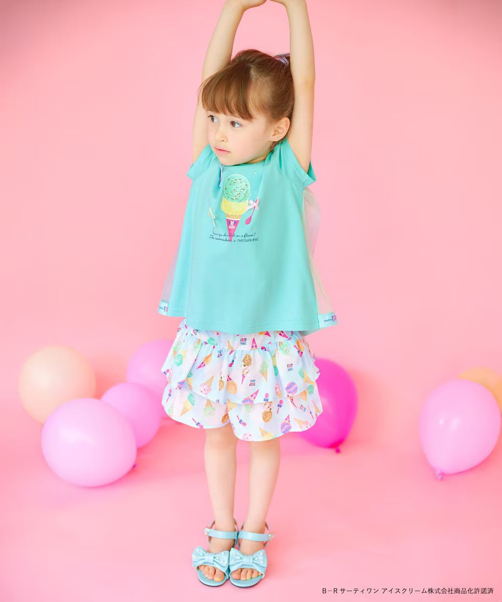 Japanese children's clothing aF#a325 x Baskin-Robbins layered ice cream culottes 100-140cm girls summer PANTS