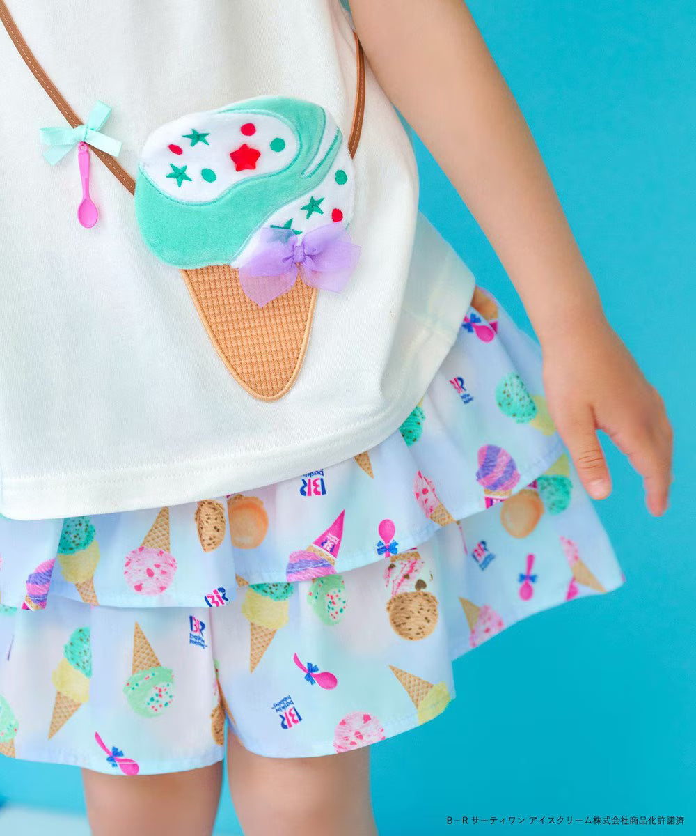 Japanese children's clothing aF#a325 x Baskin-Robbins layered ice cream culottes 100-140cm girls summer PANTS