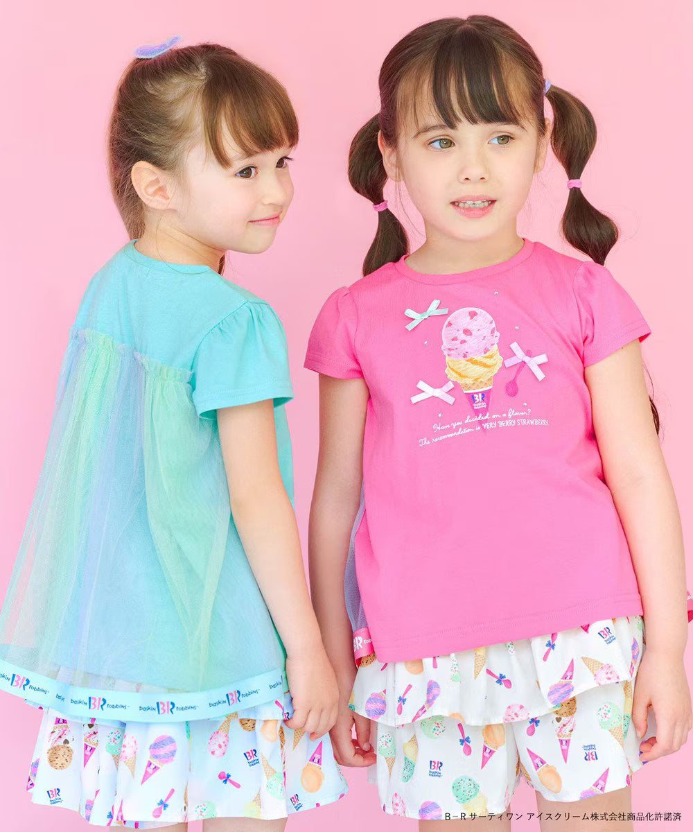 Japanese children's clothing aF#a325 x Baskin-Robbins layered ice cream culottes 100-140cm girls summer PANTS