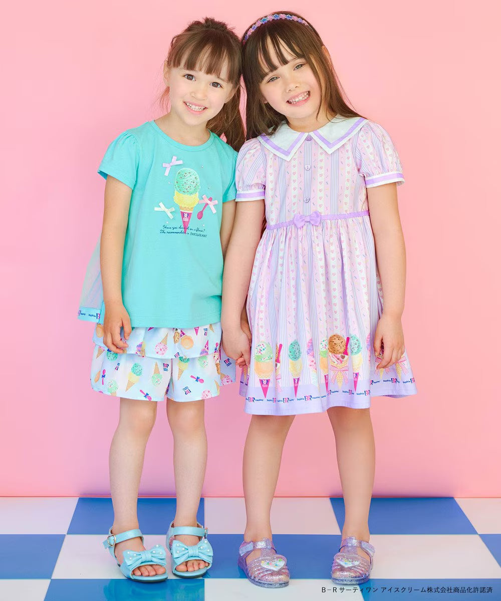 Japanese children's clothing aF#a325 x Baskin-Robbins layered ice cream culottes 100-140cm girls summer PANTS