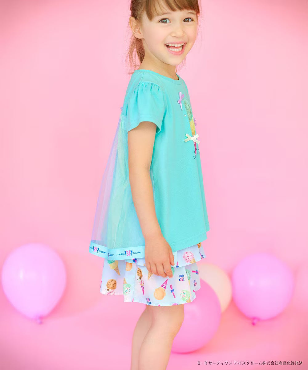 Japanese children's clothing aF#a325 x Baskin-Robbins layered ice cream culottes 100-140cm girls summer PANTS