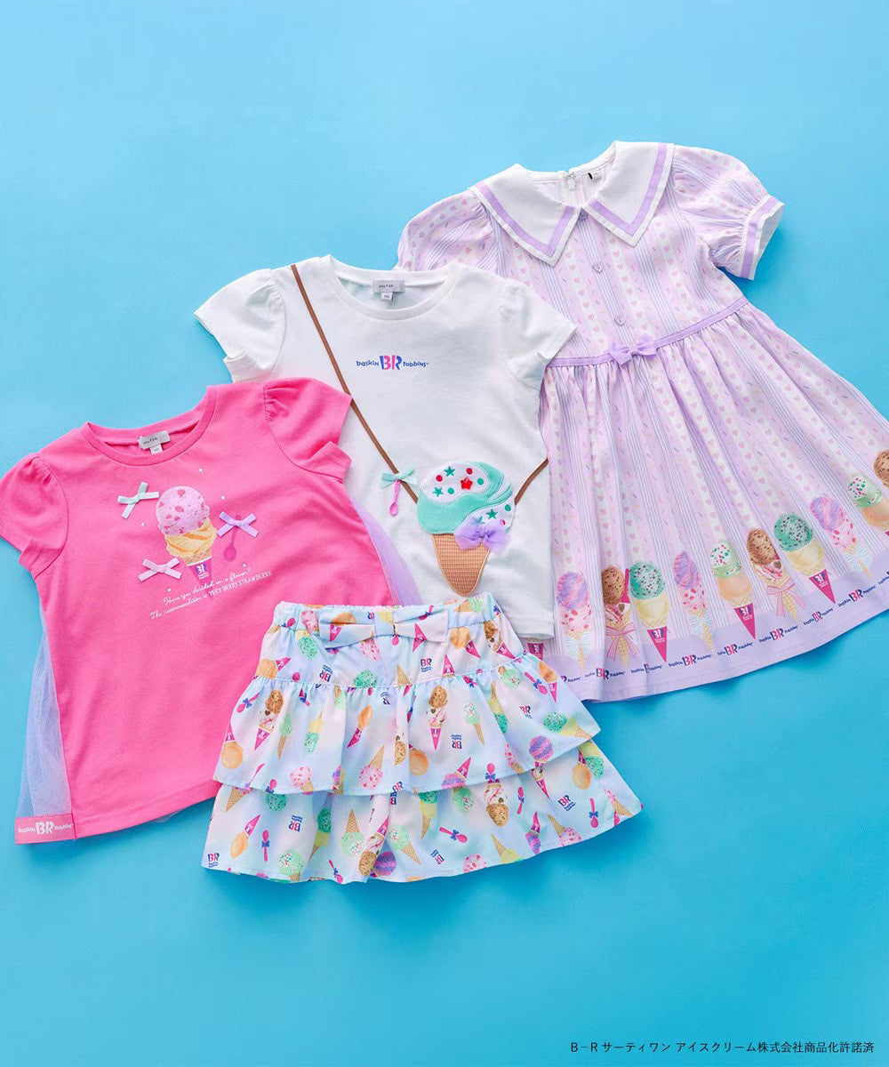 Japanese children's clothing aF#a325 x Baskin-Robbins layered ice cream culottes 100-140cm girls summer PANTS