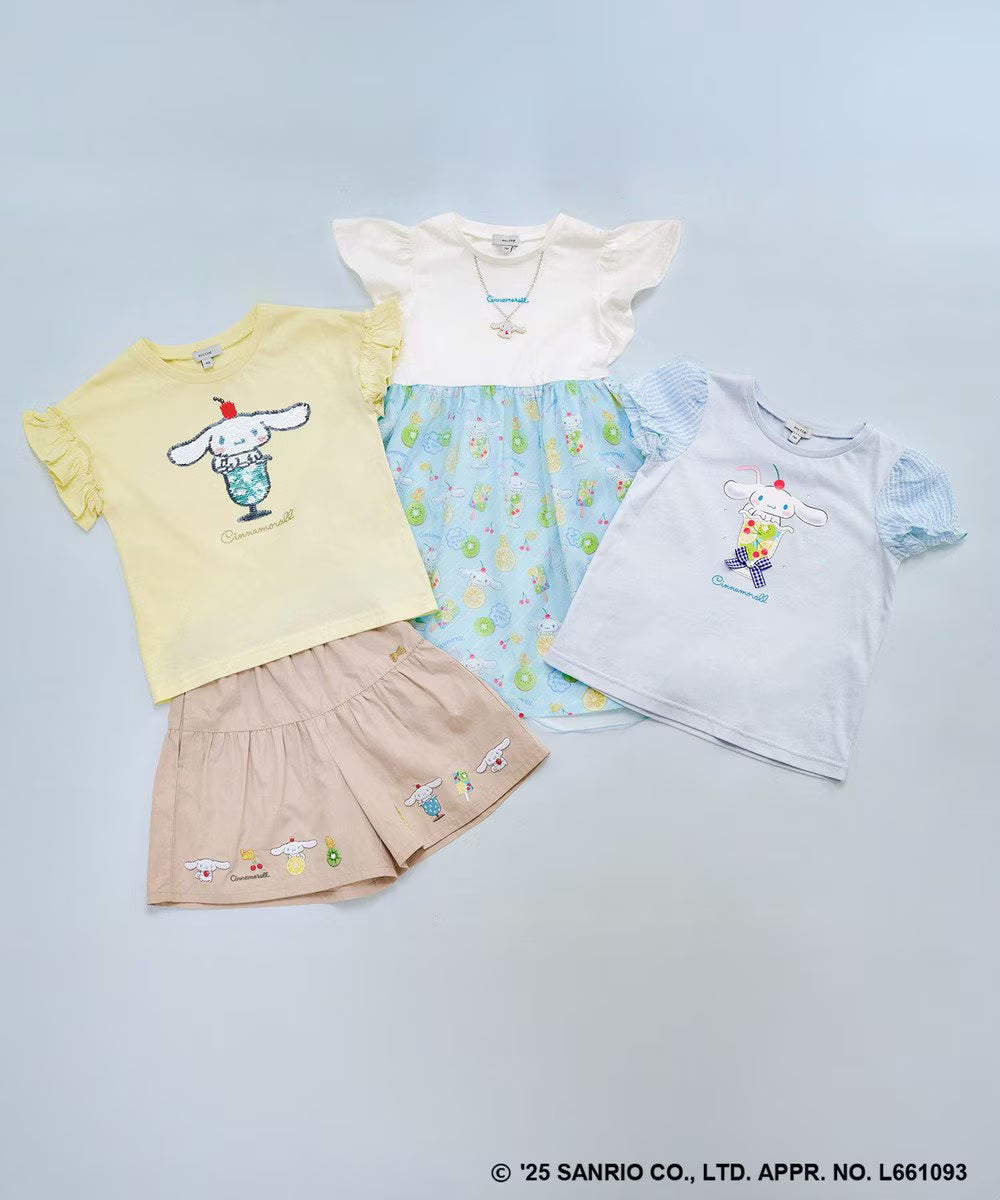 Japanese children's clothing aF#a325 x Sanrio cute palace sleeve top 90-150cm girls summer TOPS