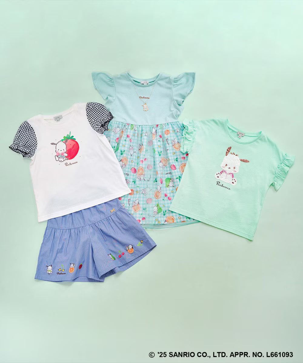 Japanese children's clothing aF#a325 x Sanrio cute palace sleeve top 90-150cm girls summer TOPS