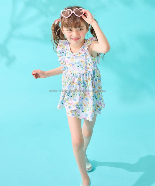 日本直送 aF#a325 花花泳衣兩件裝 100-140cm 女童款 夏季 夏日玩水泳衣特輯
