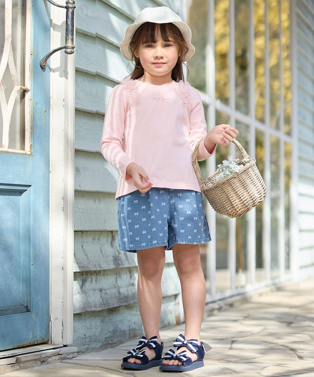 Japanese children's clothing aF#a325 denim pleated shorts 110-160cm girls summer PANTS