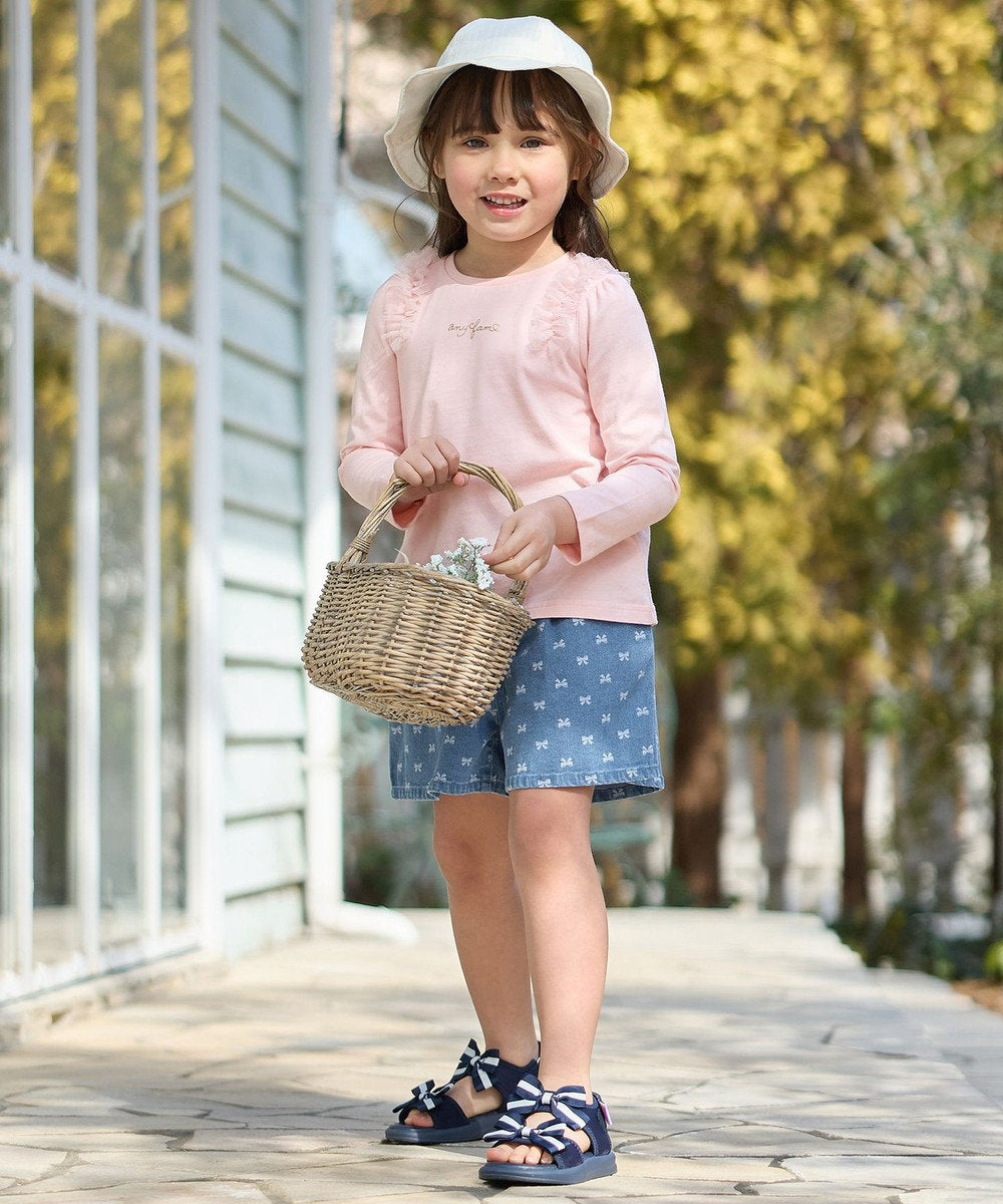 Japanese children's clothing aF#a325 denim pleated shorts 110-160cm girls summer PANTS