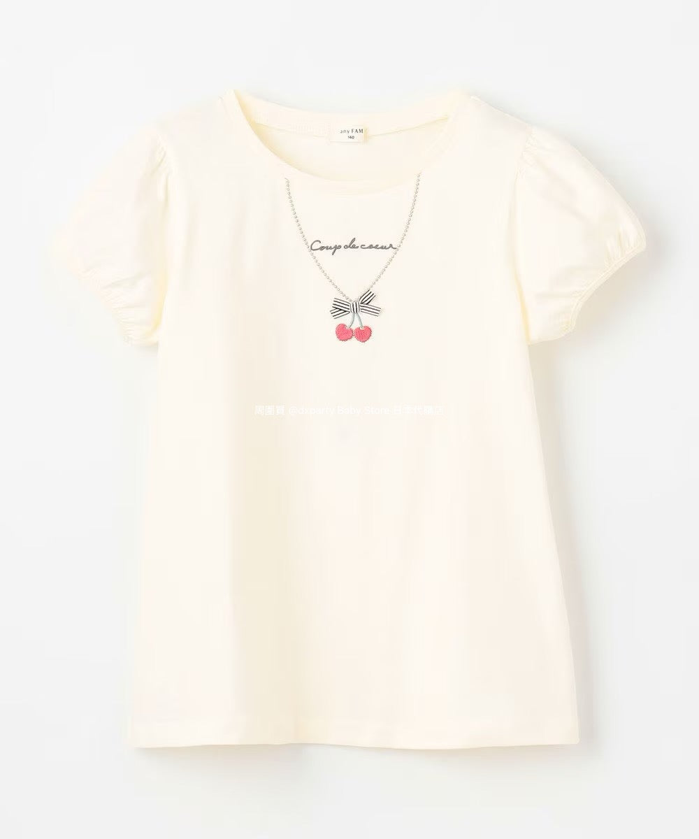 Japanese children's clothing aF#a325 necklace pattern short-sleeved top 90-160cm girls summer TOPS