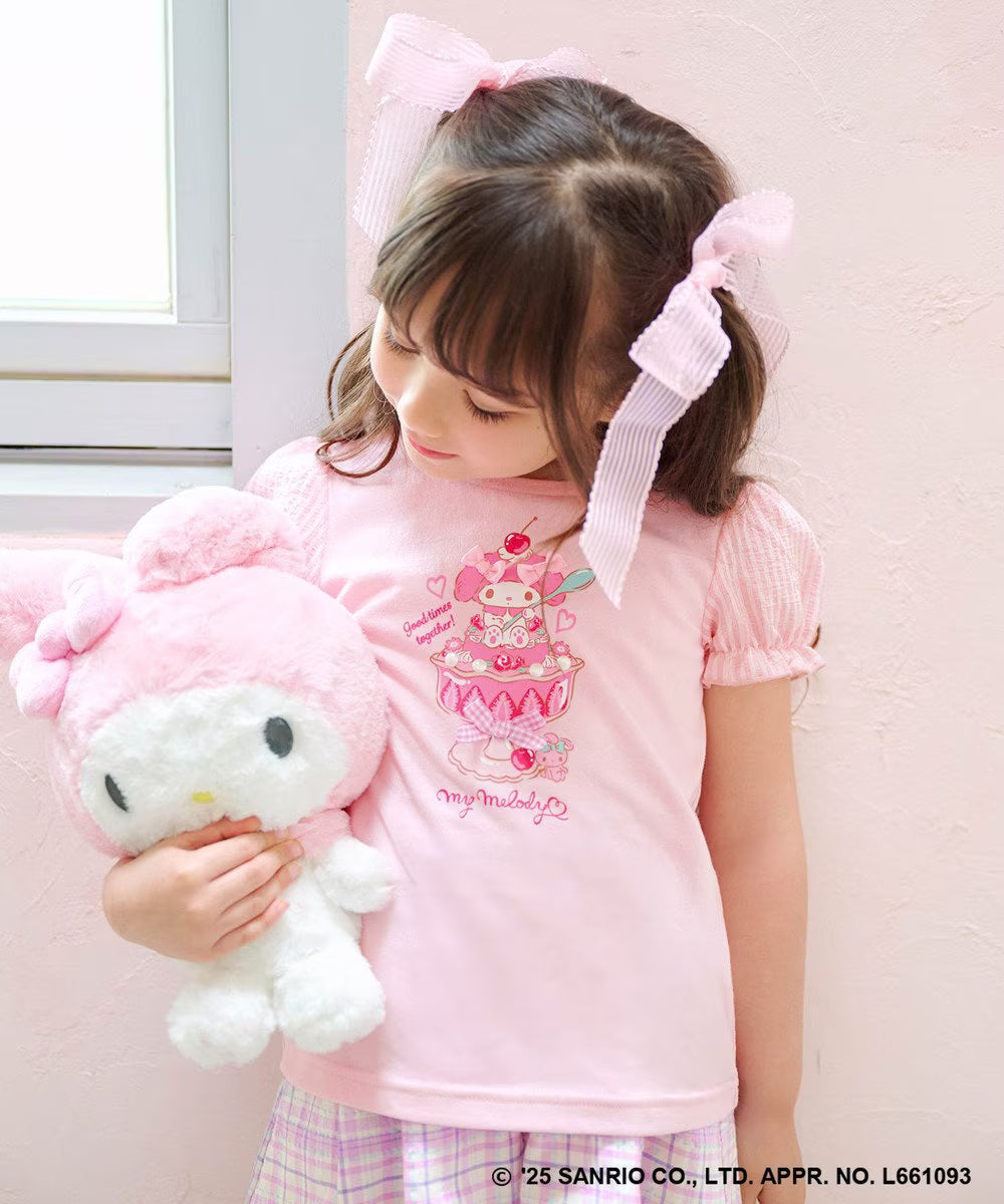 Japanese children's clothing aF#a325 x Sanrio cute palace sleeve top 90-150cm girls summer TOPS