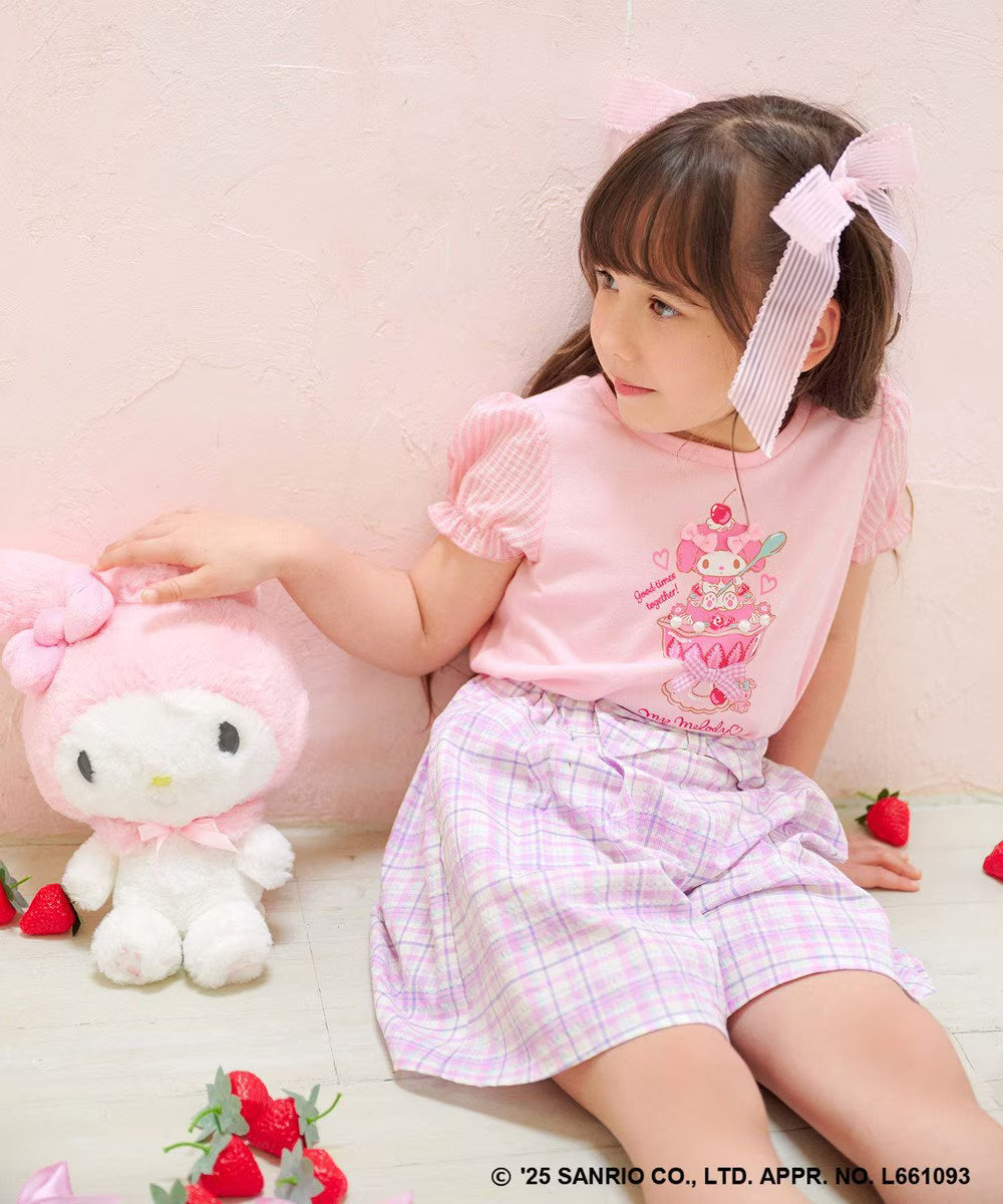 Japanese children's clothing aF#a325 x Sanrio cute palace sleeve top 90-150cm girls summer TOPS