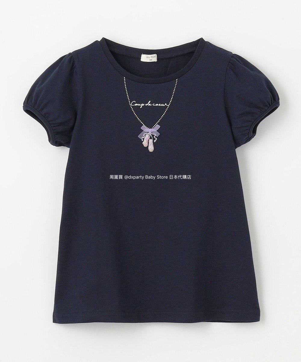 Japanese children's clothing aF#a325 necklace pattern short-sleeved top 90-160cm girls summer TOPS