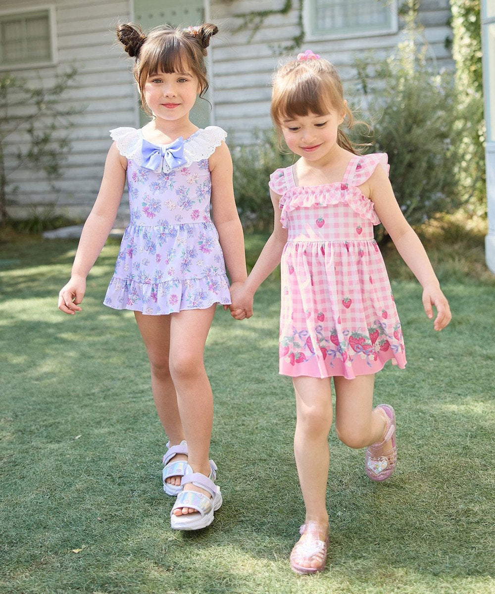 Japanese children's clothing aF#a325 UV protection lace pattern one-piece swimsuit 100-140cm girls summer play swimsuit special edition