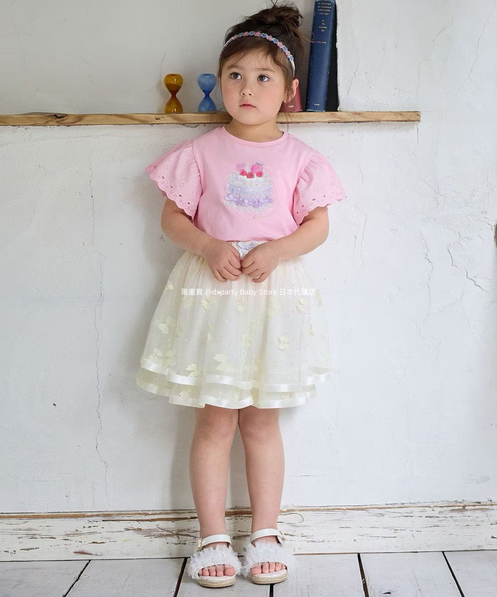 Japanese children's clothing aF#a325 bow tulle short skirt 110-150cm girls summer dresses