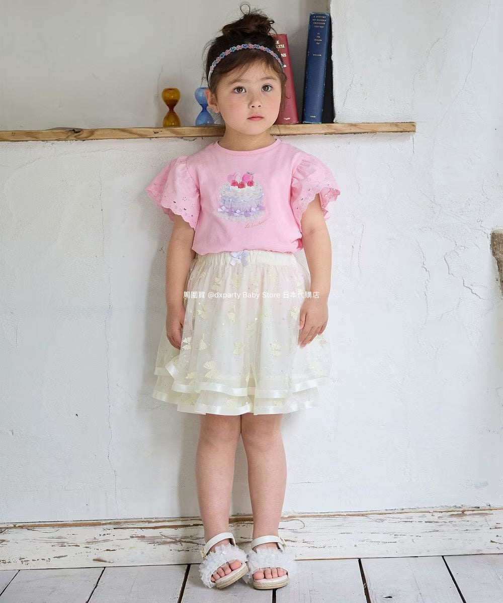 Japanese children's clothing aF#a325 bow tulle short skirt 110-150cm girls summer dresses