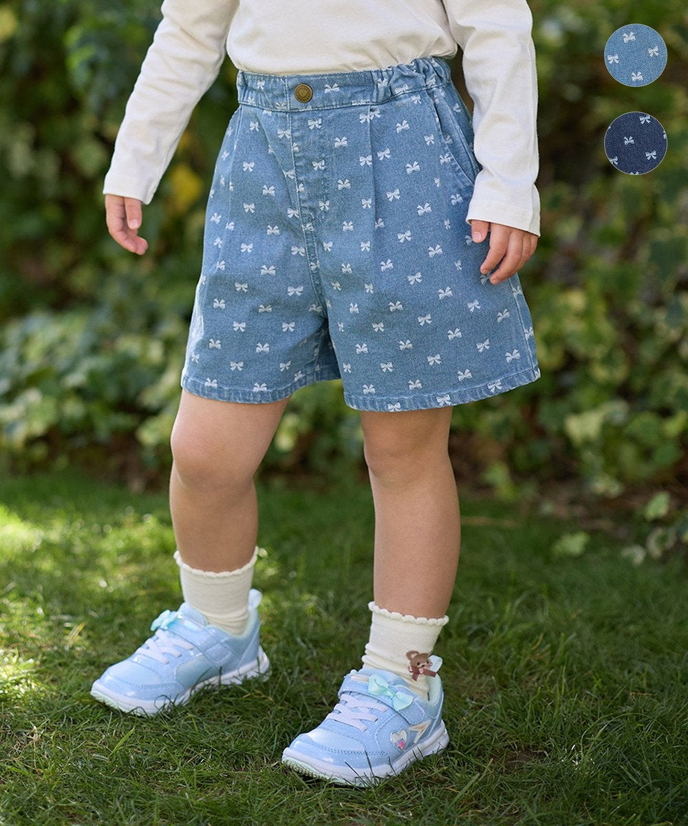 Japanese children's clothing aF#a325 denim pleated shorts 110-160cm girls summer PANTS
