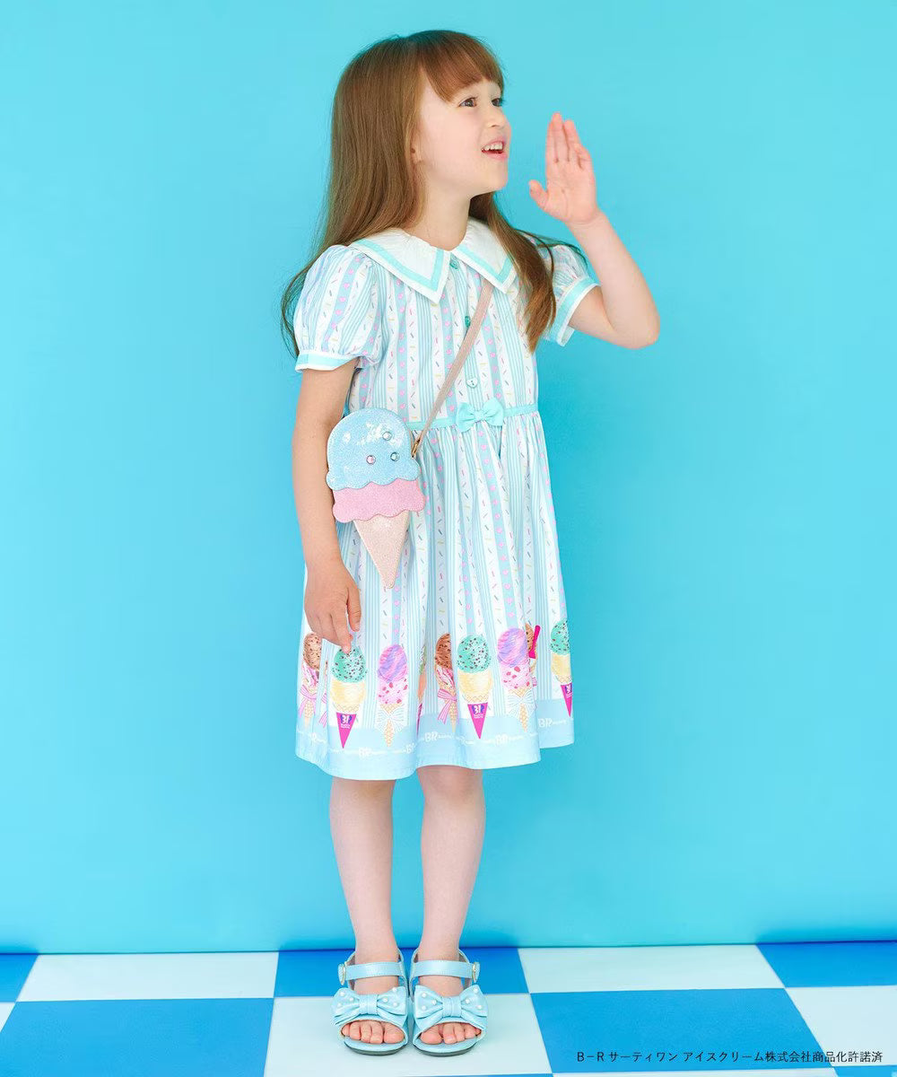 Japanese children's clothing aF#a325 x Baskin-Robbins ice cream print dress 100-140cm girls summer dresses