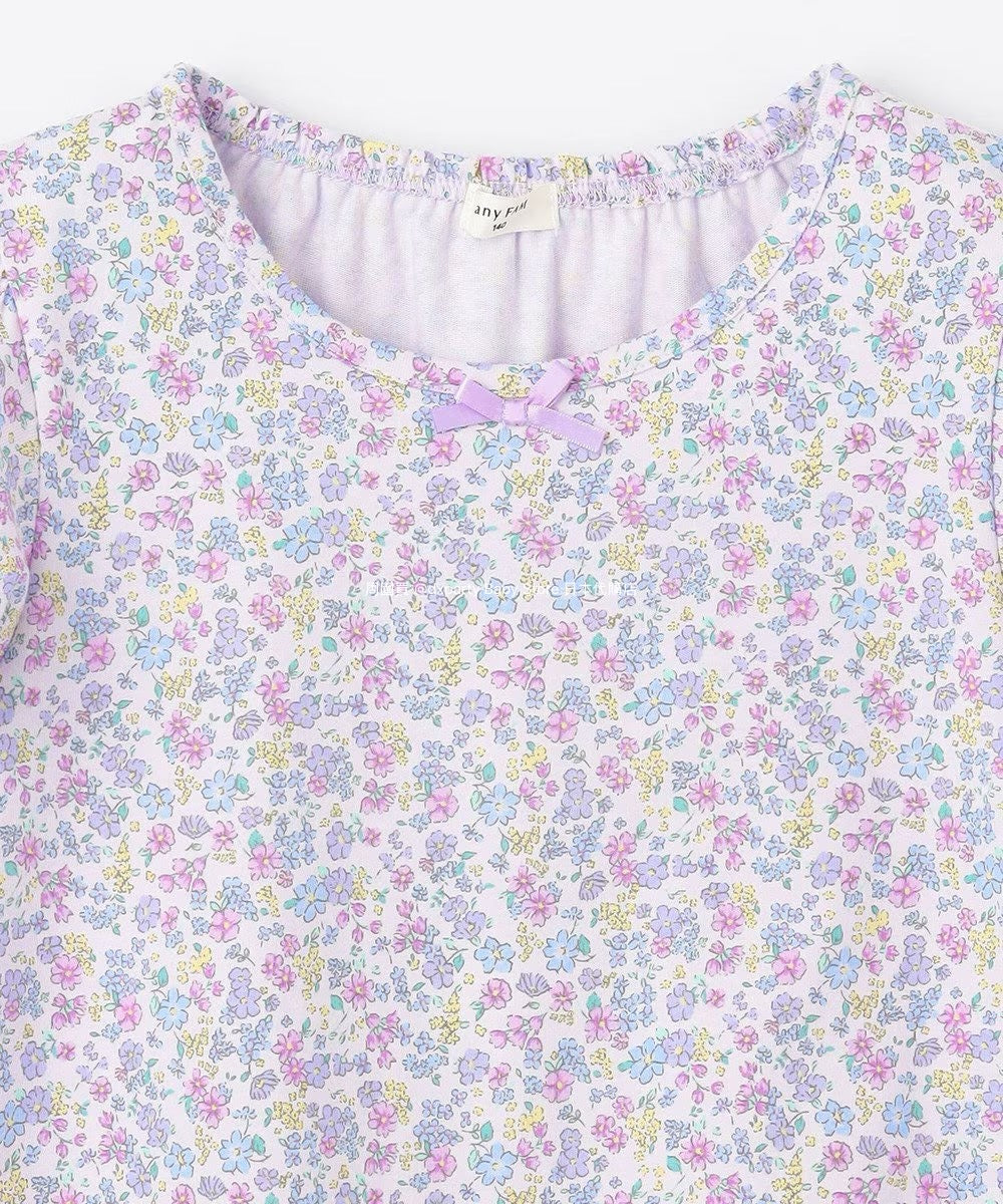 Japanese children's clothing aF#a325 floral short top 90-140cm girls summer TOPS