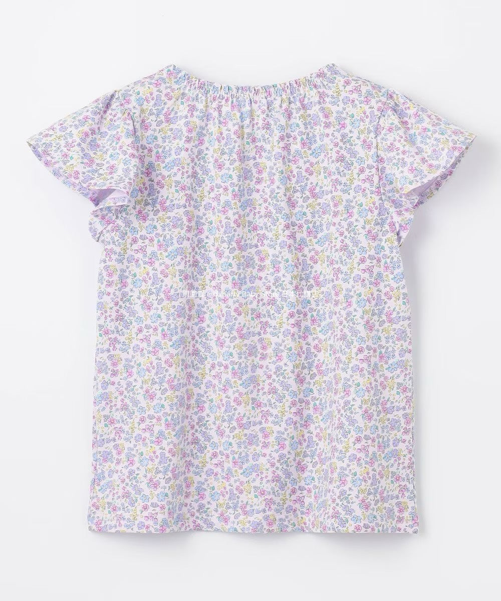 Japanese children's clothing aF#a325 floral short top 90-140cm girls summer TOPS