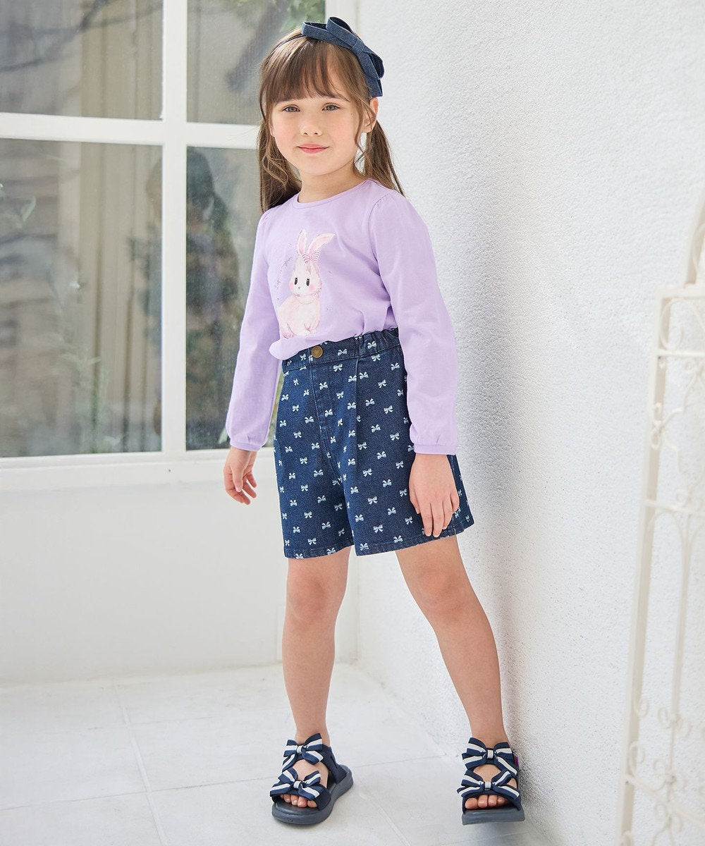 Japanese children's clothing aF#a325 denim pleated shorts 110-160cm girls summer PANTS