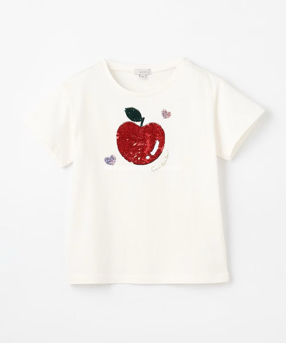 Japanese children's clothing aF#a325 sequined short-sleeved top 100-150cm girls summer TOPS