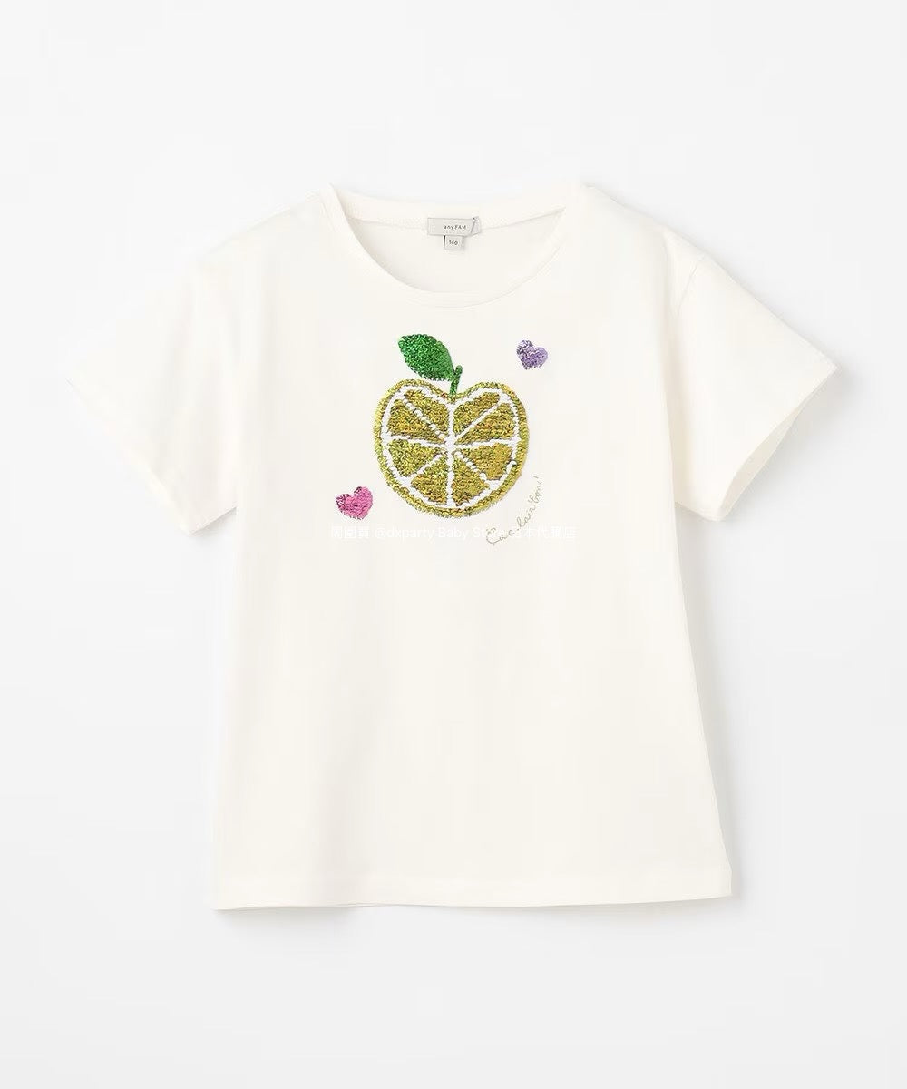 Japanese children's clothing aF#a325 sequined short-sleeved top 100-150cm girls summer TOPS