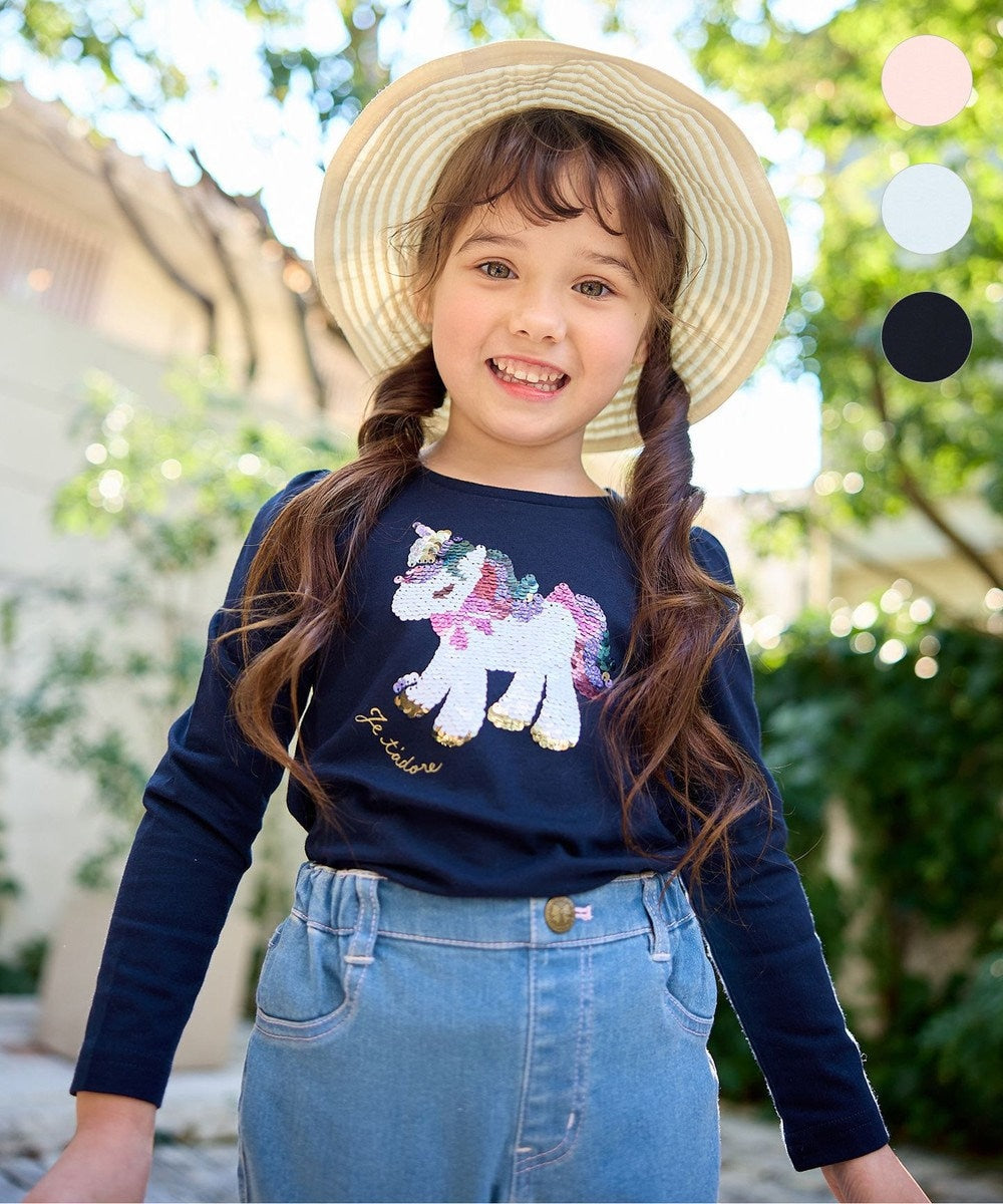 Japanese children's clothing aF#a325 double-sided sequined print top 100-140cm girls summer TOPS