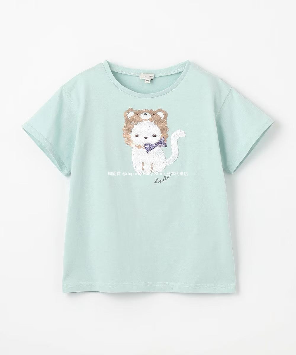 Japanese children's clothing aF#a325 sequined short-sleeved top 100-150cm girls summer TOPS