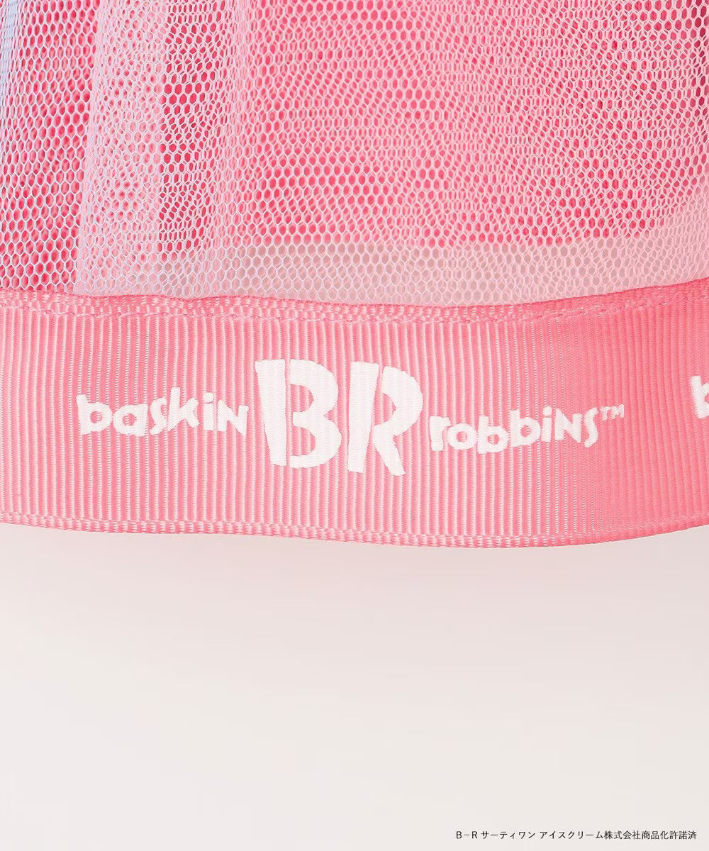 Japanese children's clothing aF#a325 x Baskin-Robbins patchwork rainbow tulle ice cream top 90-140cm girls summer TOPS