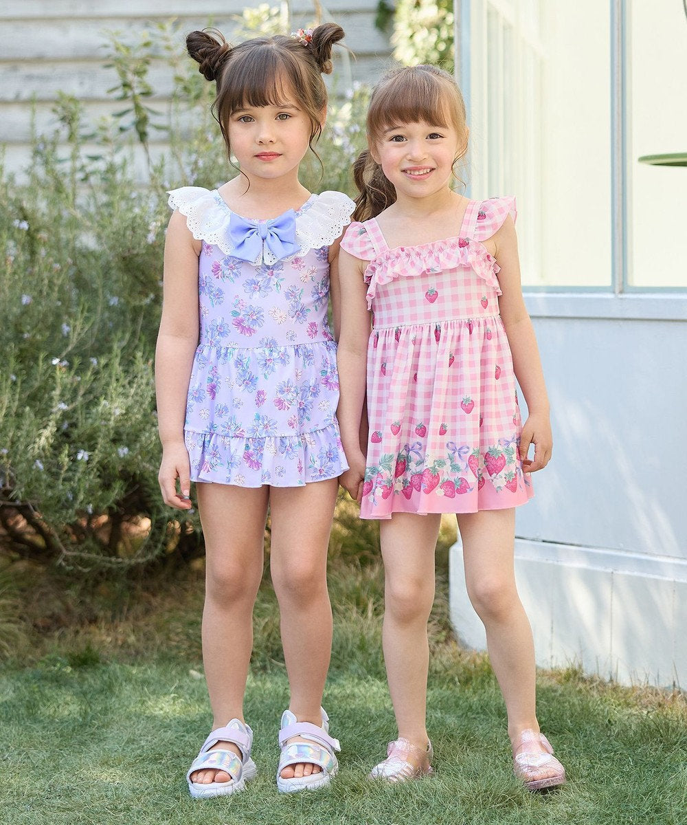 Japanese children's clothing aF#a325 UV protection lace pattern one-piece swimsuit 100-140cm girls summer play swimsuit special edition