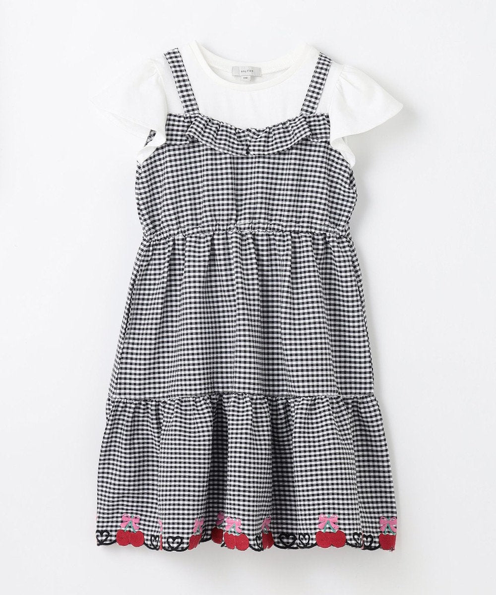 Japanese children's clothing aF#a325 Fake two-piece cherry dress 100-150cm girls summer dresses