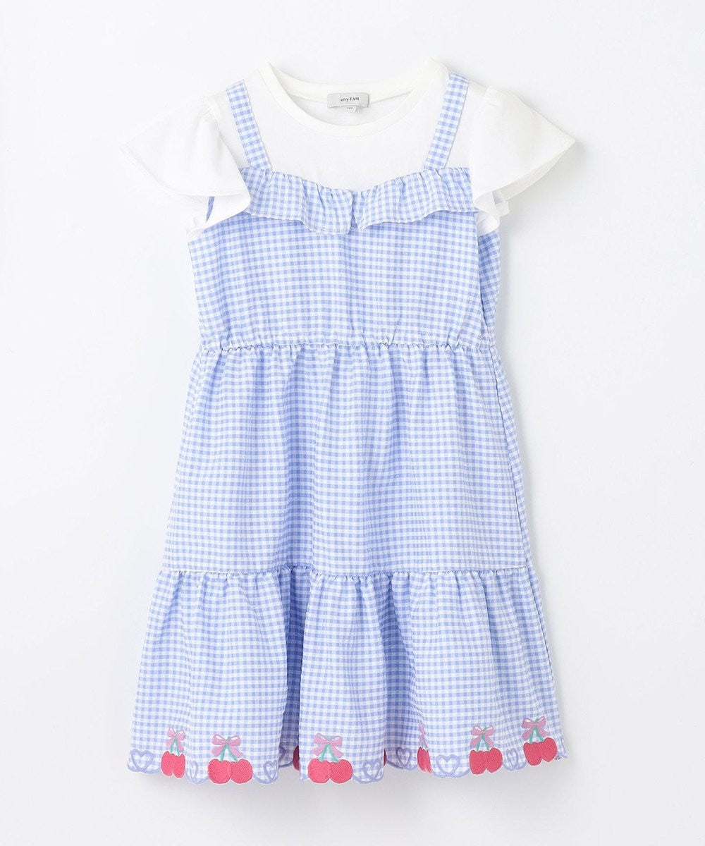 Japanese children's clothing aF#a325 Fake two-piece cherry dress 100-150cm girls summer dresses
