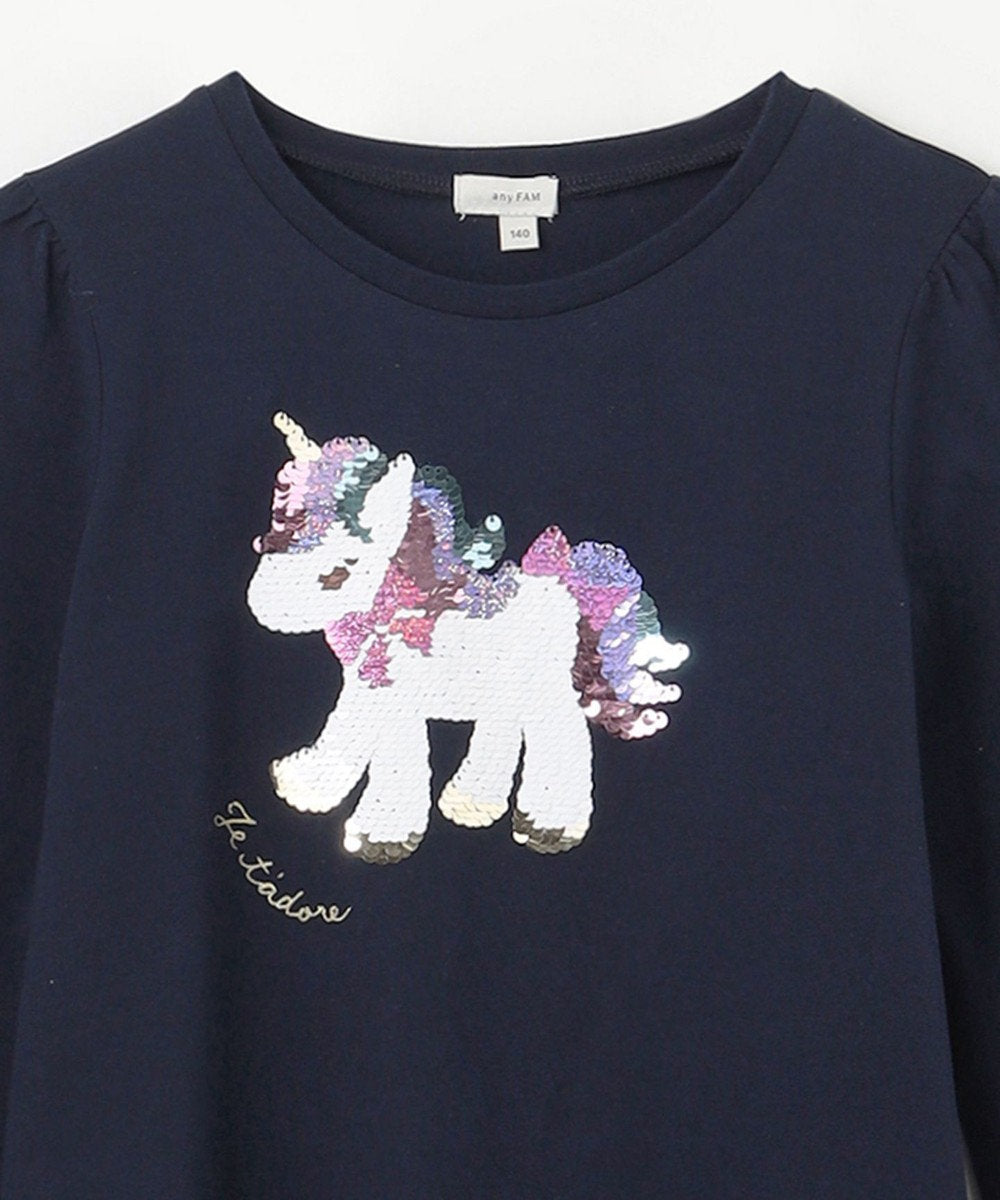 Japanese children's clothing aF#a325 double-sided sequined print top 100-140cm girls summer TOPS